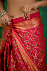 Shop Elegant Red Banarasi Art Silk Woven Ready to Wear Saree Online - Best Prices-RTW-2320